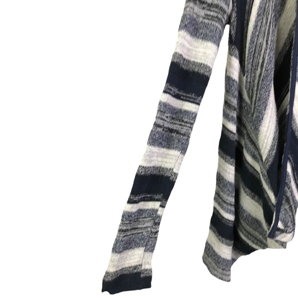 Three Dots Women's Cardigan Sweater Blue Striped Boho Open Front Cotton Sz S - Picture 8 of 10